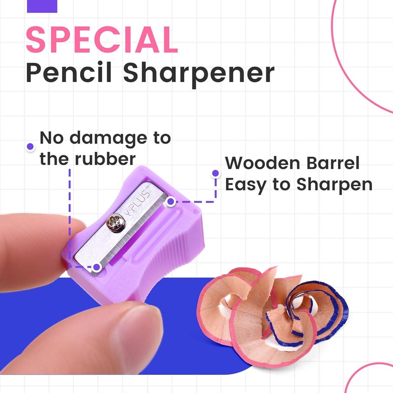 trailfun Pen Style Eraser Eraser Pen, 3 Pcs Eraser Pen with Sharpener, Sharpenable Eraser Stick, School Art Supplies for Kids Artist Adult-Pink - Image 4